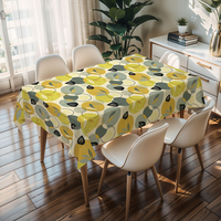 Nappe Rectangulaire en Vinyle Gris Foncé Imprimé Feuilles, Lisse et Soyeuse, pour Usage Intensif
