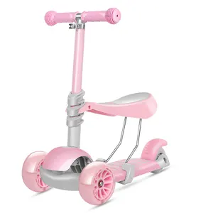 Scooter infantil 3 em 1, novidade de 2021, infantil, scooter multifuncional, com luz piscante e roda piscante, para crianças