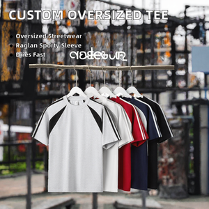 Custom <b>Raglan</b> <b>Sleeve</b> Men's <b>T</b> <b>Shirt</b> 100% Cotton Oversized O Neck Printed Short <b>Sleeve</b> Streetwear Tee - Product Image 2
