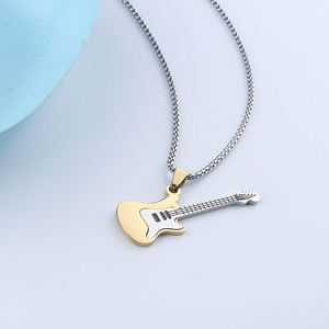 Collana pendente per chitarra in acciaio inossidabile catena di moda stile musica Rock Hip Hop per uomo e donna Idea regalo alla moda - Product Image 3