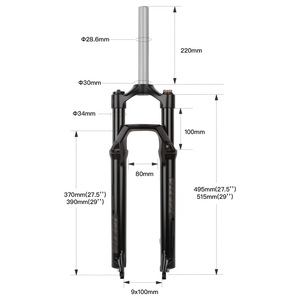 Horquilla para Bicicleta de Montaña Bolany de 34 mm y 27.5 Pulgadas, Suspensión Mecánica de Aleación de Aluminio con Bloqueo para Frenos de Disco - Product Image 3