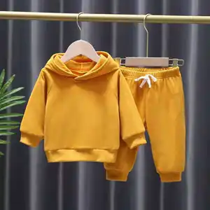 Changyi Hongbo Setelan Pakaian Anak Laki-laki Perempuan, 2 Potong Set Lengan Panjang Bertudung + Celana Setelan Olahraga untuk Anak-anak