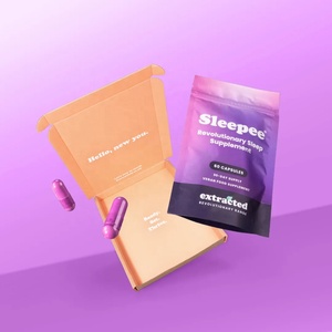Pochette autoportante en papier kraft avec logo personnalisé et fermeture éclair en PE/plastique pour compléments alimentaires végétaliens, emballage biodégradable - Product Image 1