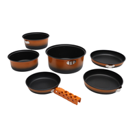 Ensemble complet de 8 ustensiles de cuisine de camping alpin en aluminium antiadhésif à ébullition rapide pour les groupes d'aventuriers
