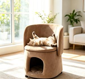 Thickened Memory Foam Folding Cat Cave <b>Bed</b> Chair Metal Frame Pet Sleeping <b>Bed</b> with Rollers - Product Image 1