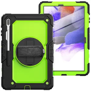 Kids Full Body Shockproof Tablet Cover With Hand Strap Rotating Kickstand For Samsung Galaxy Tab S7 FE 12.4 T730