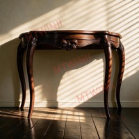 Consola Delgada con Base Abierta, 51x18, Ideal para Pasillos Estrechos y Entradas Pequeñas, Sin Bloqueos - Mesa Consola Estrecha con Tallados Ornamentales