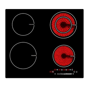Piano Cottura a Induzione Mista con <span class=keywords><strong>4</strong></span> Bruciatori Integrati, 6400W, in Vetroceramica, per Uso Commerciale, Domestico e Camper - Product Image 1