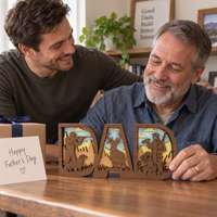Décoration en bois découpée au laser à 4 couches avec inscription « DAD », thème chasse, pour la fête des Pères, à poser sur table ou étagère, décoration intérieure