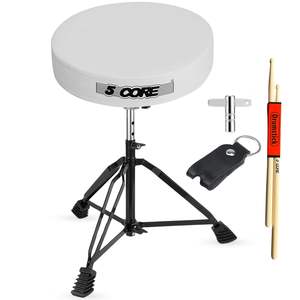 Tabouret de batterie 5 Core blanc, réglable en hauteur, avec siège rembourré antidérapant pour adultes et enfants, chaise de musique - Product Image 1
