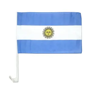 Giao Hàng Nhanh 30*45Cm 12*18 Inch 100% Polyester Windproof Argentina Xe Cửa Sổ Bóng Đá Tay Cờ Biểu Ngữ Cho Xe