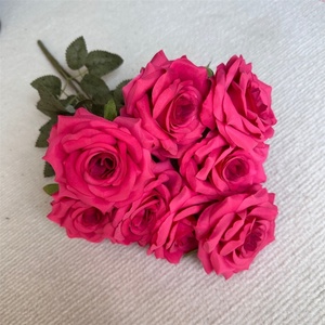 Bouquet de fleurs artificielles en soie rose bleu rouille automnal LUYI-Design pour la décoration de mariage et de la maison - Product Image 6