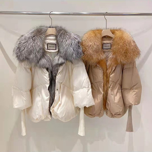 Winter New <strong>White</strong> Duck Down Puffer Short Real Fox Fur Collar Clothes Knit Sleeve Parkas Women Coat Warm Fashion Animal Fur <strong>Jacket</strong> - Product Image 3