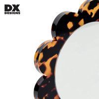 DX DESIGNS Miroir de table en acrylique en forme de fleur, miroir de vanité rond décoratif pour chambre à coucher, commode, bureau de maquillage, décoration intérieure