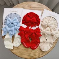 Ensemble cadeau pour nouveau-né, ensemble de chaussettes pour bébé de 0 à 6-12 mois, printemps/automne, premier anniversaire et nouvel an, bonnet rouge de naissance avec nœud papillon