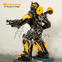 Özel Boyut Büyük Dış Mekan Metal Dev Robot Heykeli LED Işıklı Paslanmaz Çelik Megatron Heykeli