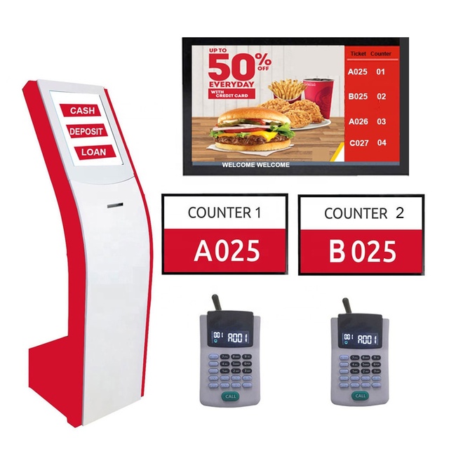 Bank/Hospital/Government Branch Queue Ticketing Management System LED LCD Token Number Display CE Certified Unlimited Counters