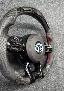 Volant en cuir semi-perforé personnalisé en fibre de carbone pour Mercedes Benz W204 W205 W166 W212 W220 W221 W222 C117 C43 C63 AMG - Product Image 2