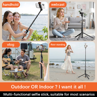 Trépied de téléphone extensible tout-en-un et bâton de selfie avec télécommande sans fil compatible avec les smartphones iPhone et Android