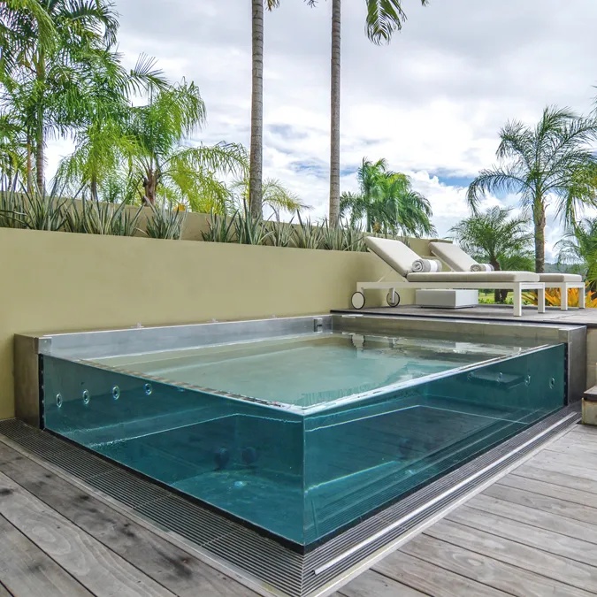 Özelleştirilmiş güvenlik SGP temizle sertleştirilmiş lamine cam yüzme havuzları