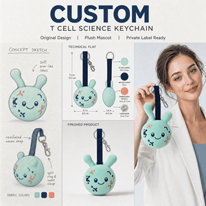Porte-clés Mascotte Peluche Personnalisée OEM, Jouet Doux, Cadeau Promotionnel pour Événements Scientifiques sur la Réscherche Immunitaire et les Soins (T-Cell) - Product Image 1