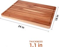 Acacia snijplank extra groot rechthoekig houten snijplank met sapgoot voor vlees en groenten