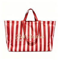 Sac fourre-tout en toile rayé avec poignée, grande taille, bandoulière réglable, pour sublimation, idéal pour les vacances d'été à la plage pour filles