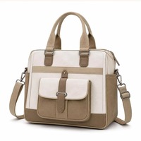 Tas Tote Kulit Kanvas Tahan Air, Tas Selempang Resleting Berkualitas Tinggi, Tas Travel Desainer Unisex untuk Penggunaan Sehari-hari di Kantor