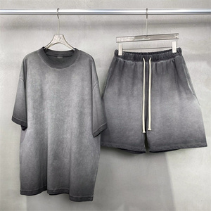 Ensembles courts pour hommes, tenues en 2 pièces, survêtements d'été tendance, chemises oversize délavées à l'acide, shorts amples, ensemble décontracté TS-5 - Product Image 2