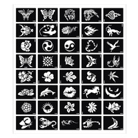 Vente chaude PVC Corps Décoration Henné Pochoirs Autocollant Temporaire Glitter Tatouage Pochoir Papier Art Dessin Mehndi Pochoirs