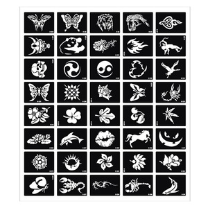 Vente chaude PVC Corps Décoration Henné Pochoirs Autocollant Temporaire Glitter <span class=keywords><strong>Tatouage</strong></span> Pochoir Papier Art <span class=keywords><strong>Dessin</strong></span> Mehndi Pochoirs - Product Image 6