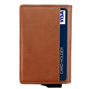 กระเป๋าสตางค์อะลูมิเนียม CardHoda ดีไซน์พับสั้น บุด้วยหนังแท้ ป้องกัน RFID สำหรับทุกเพศ - Product Image 5