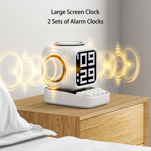 JJT-18 Small Cube Smart for Audio Magnetic Fast Wireless Charger RGB <b>LED</b> Plastic Alarm <b>Clock</b> White Noise Retro Speaker RGB <b>LED</b> L - Product Image 2