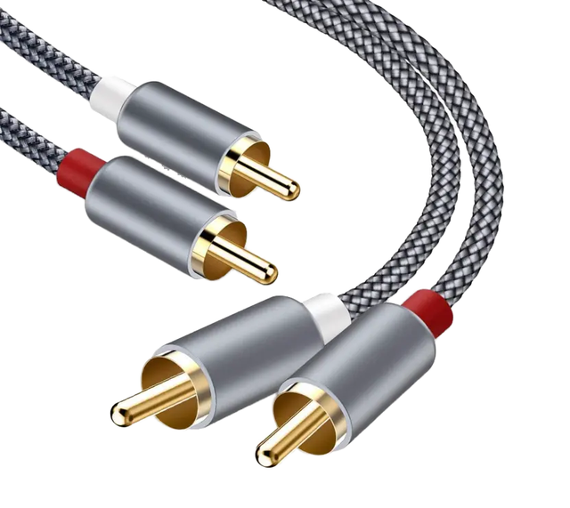 2RCA Male to 2RCA Male 6M Braided Shielded Stereo Audio RCA Cable for Home Theater & Car Audio Speakers Foil for Projector