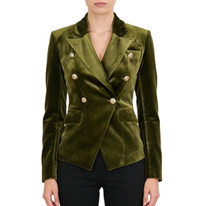 <span class=keywords><strong>Blazer</strong></span> de <span class=keywords><strong>terciopelo</strong></span> <span class=keywords><strong>verde</strong></span> para <span class=keywords><strong>mujer</strong></span>, con solapa, doble botonadura, lujoso, de PU, estilo urbano, ropa de <span class=keywords><strong>mujer</strong></span> - Product Image 1