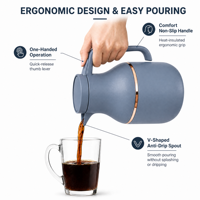 Carafe à café thermique de 1,2 L avec bouton-poussoir, pot en acier inoxydable à double paroi isolé sous vide