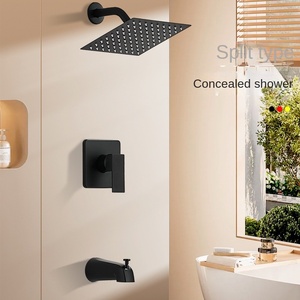 Juego de Ducha de Cobre Oculto Transfronterizo, Ducha de Pared Negra, NPT Americano, Ducha de Lluvia Oculta de Cuatro Vías con Agua Caliente y Fría - Product Image 4