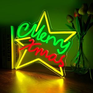 Disponibile: Insegna al Neon 'Buon Natale' a Forma di Stella, Decorazione Festiva <span class=keywords><strong>LED</strong></span> da Parete per Natale - Product Image 3