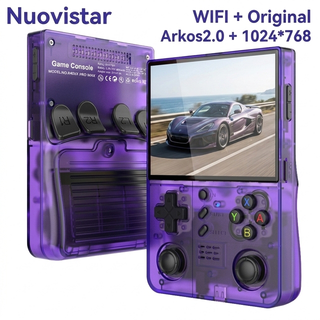 R40XX Pro Max Handheld Retro Game Console 4.2Inch HD Large Screen Portable Pocket WiFi Video Players Open-Source Linux System