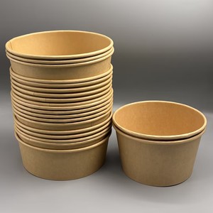 Bol à nouilles jetable en papier kraft, logo personnalisé, compostable, résistant à l'huile, conteneur rond pour plats chauds à emporter - Product Image 2
