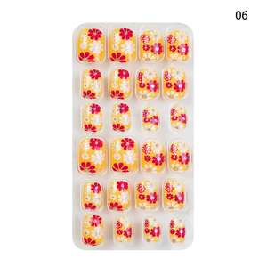 Nuevo diseño, decoración de uñas artificiales cortas, estilo coreano, estampado de mariposas, uñas postizas para niños, estilete cuadrado para dedos - Product Image 3