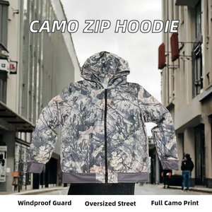 เสื้อฮู้ดซิปโอเวอร์ไซส์พิมพ์ลาย DTG ขายส่งยอดนิยม กันลมสำหรับฤดูใบไม้ร่วง ผลิตจากโพลีเอสเตอร์ 100% สไตล์สตรีทแวร์วินเทจ - Product Image 2