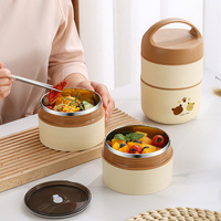 Boîtes à lunch portables en acier inoxydable 304 pour étudiants et travailleurs, boîtes à bento thermiques, bouilloires à soupe et tasses