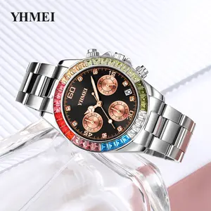 Reloj de pulsera luminoso de cuarzo de lujo a la moda, reloj con calendario, reloj informal de negocios para mujer, relojes de acero inoxidable para mujer