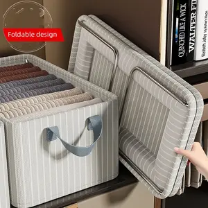 Clothes Storage Bag Foldable Storage Bin Closet Organizer Reinforced Handle Sturdy Fabric Clear Window