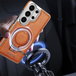 Funda Magnética de Cuero PU con Electrochapado para Samsung S26 S23 S24 Ultra S25 Plus, con Anillo Metálico y Protección Antigolpes - Product Image 4