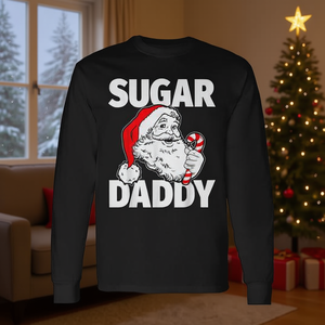 Camiseta de manga larga navideña para adultos con diseño de Sugar Daddy Santa Claus Candy Cane - Product Image 3