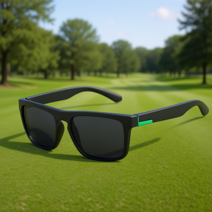 Lunettes de soleil polarisées carrées pour les sports de plein air et la conduite, monture noire unisexe avec accent vert, modèle D0100XFJ7S6 - Product Image 2