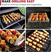 Ensemble de brochettes SEB en acier inoxydable pour barbecue, support de cuisson pliable et réutilisable, 6 brochettes en acier inoxydable de 13 pouces, 30 brochettes en bambou de 12,5 pouces