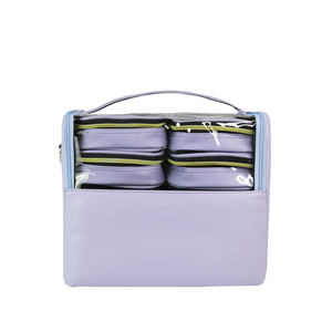 Grande trousse de maquillage de voyage en cuir PU avec 4 petites trousses, étanche, portable, avec fermeture éclair, boîte de rangement pour tatouage et maquillage - Product Image 5